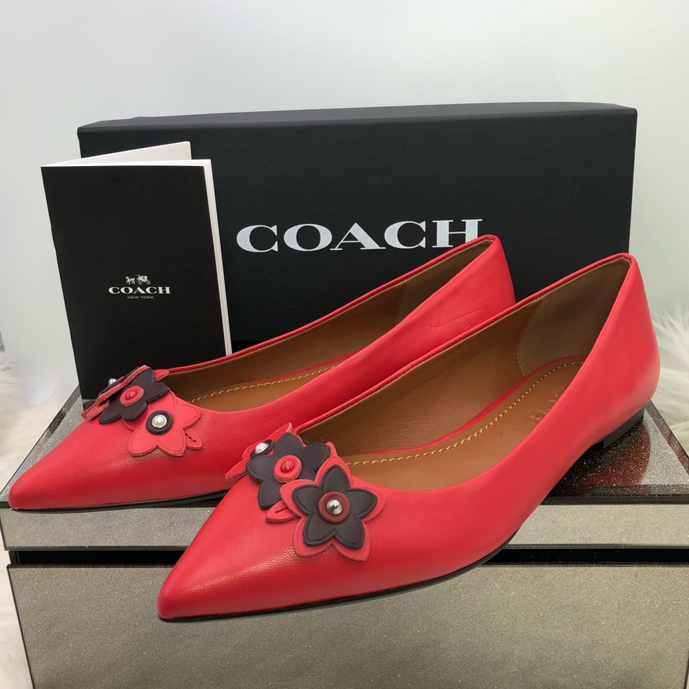 Coach floral applique flat leather shoe - Picture 2 of 6